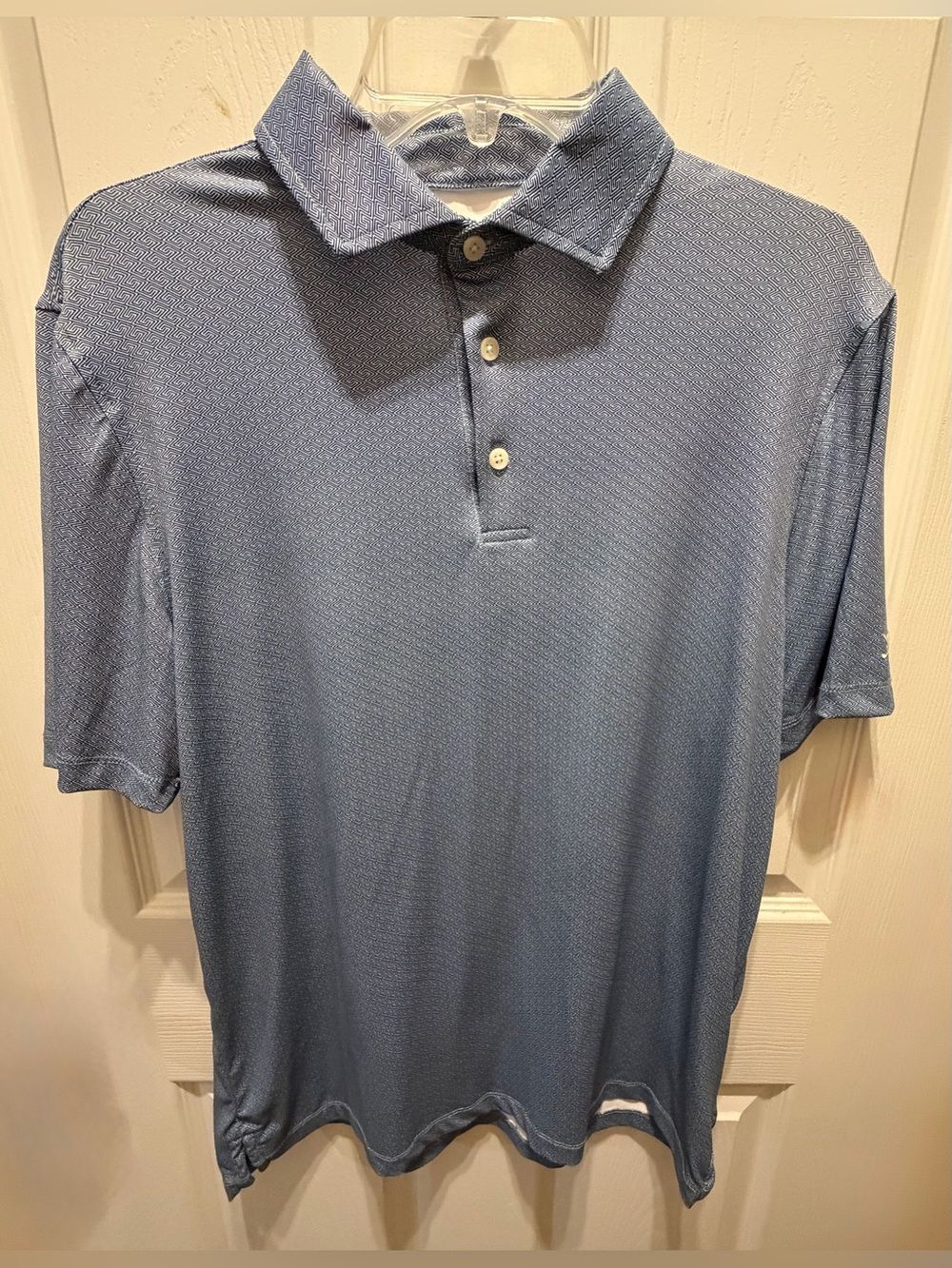 Kenneth Cole Golf Men's Performance Polo Shirt Small Blue Geometric Athleisure